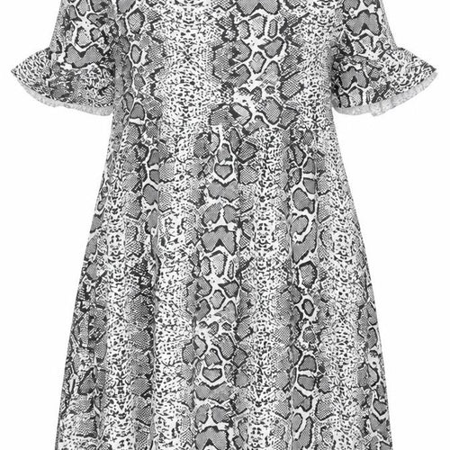 Boohoo Womens Grey Animal Print Viscose A-Line Size 12 Crew Neck Pullover - Snake Print