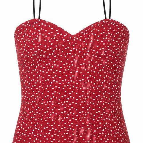 SheIn Womens Red Geometric Polyester Camisole Tank Size S Sweetheart - Heart Pattern