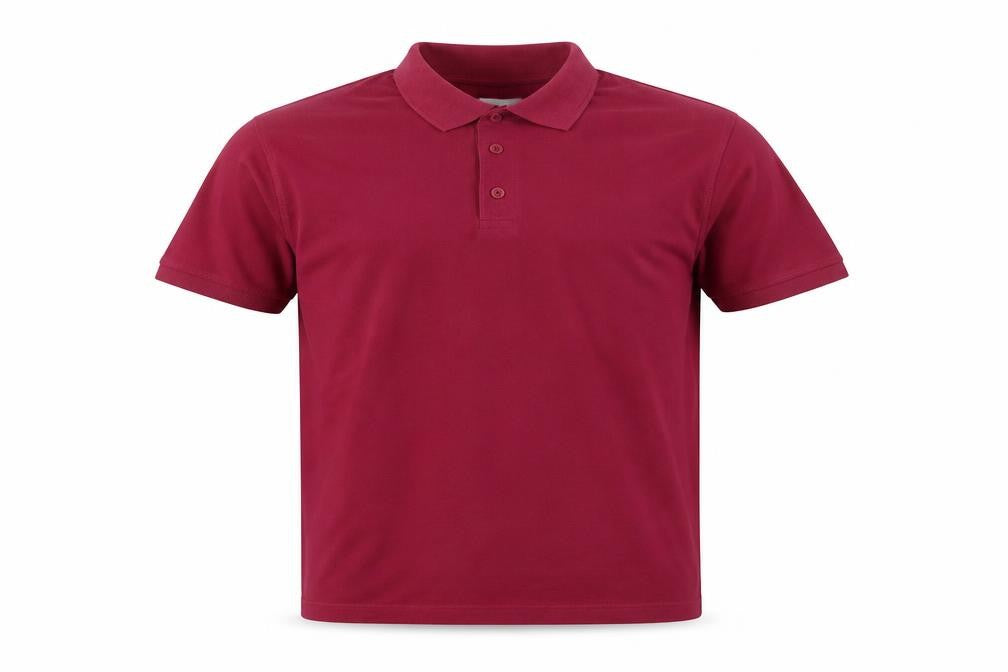 Front view of Antartex men’s pink 100% cotton polo, size S, collared button