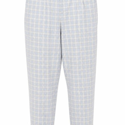 Preworn Womens Blue Plaid Polyester Trousers Size 12 L29 in Extra-Slim Zip