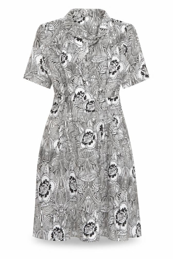 World Womens Black Floral Linen Wrap Dress Size XS Collared Button