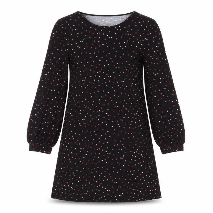 Mango Womens Black Polka Dot Polyester A-Line Size XS Round Neck Pullover