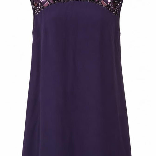 Coast Womens Purple Viscose A-Line Size 10 Round Neck Zip
