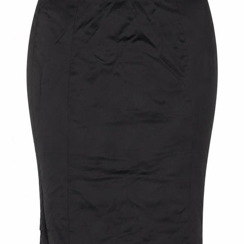 Topshop Womens Black Polyester Straight & Pencil Skirt Size 10 Zip