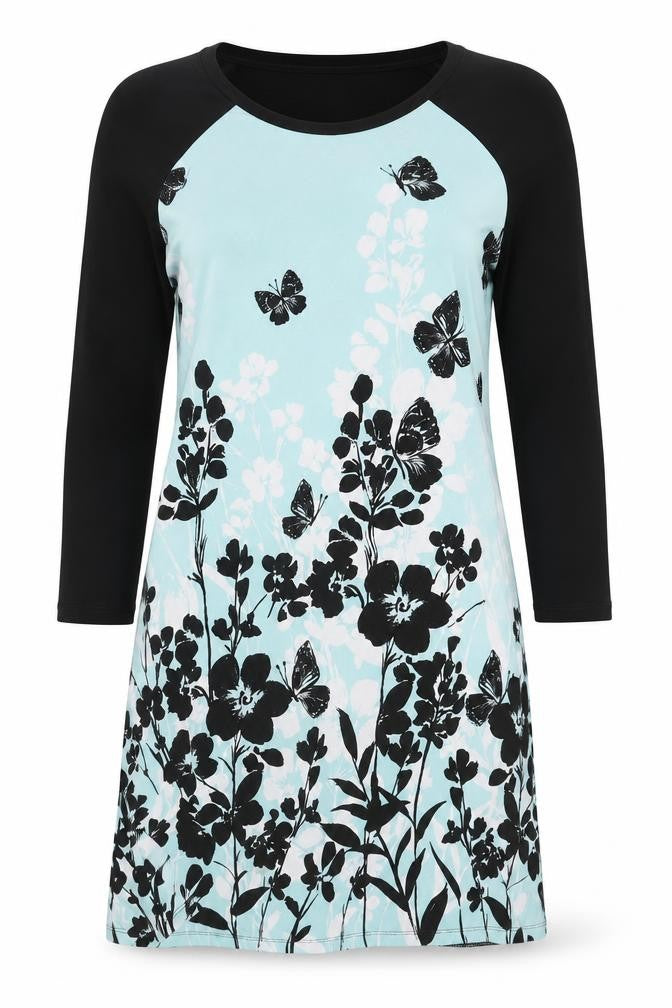 BHS Womens Blue Floral Polyester Slip Dress Size 10 Round Neck Pullover - Butterflies