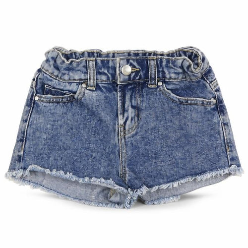 Jeff&CO Girls Blue Cotton Cut-Off Shorts Size 7-8 Years Regular Drawstring