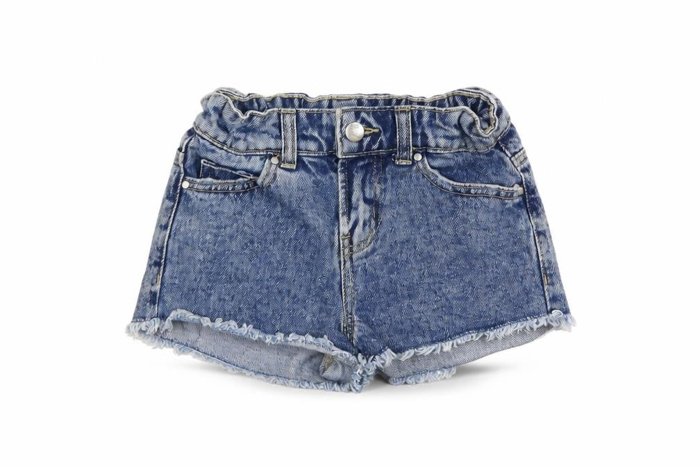 Jeff&CO Girls Blue Cotton Cut-Off Shorts Size 7-8 Years Regular Drawstring