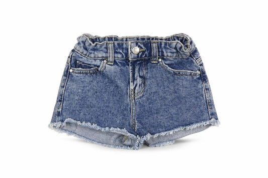 Jeff&CO Girls Blue Cotton Cut-Off Shorts Size 7-8 Years Regular Drawstring