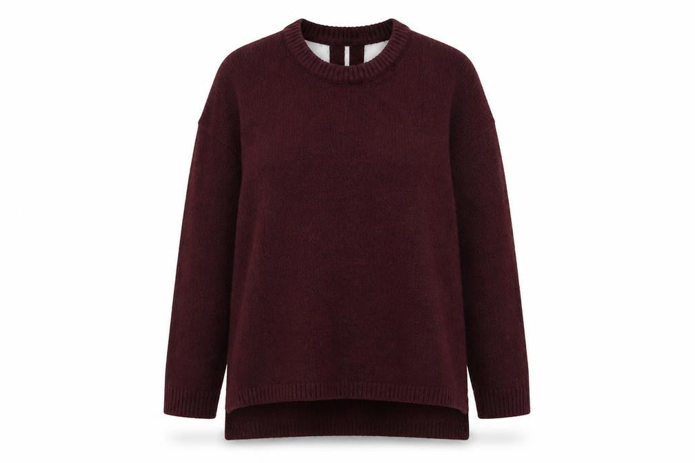 Front view of Primark women’s purple round neck acrylic jumper, size M