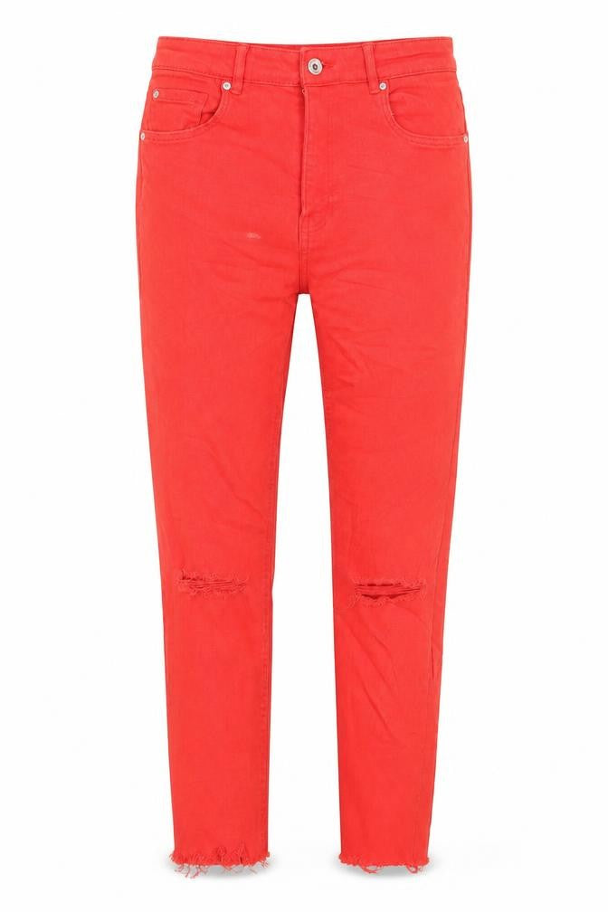 Zara Womens Red Cotton Skinny Jeans Size 12 L25 in Regular Button