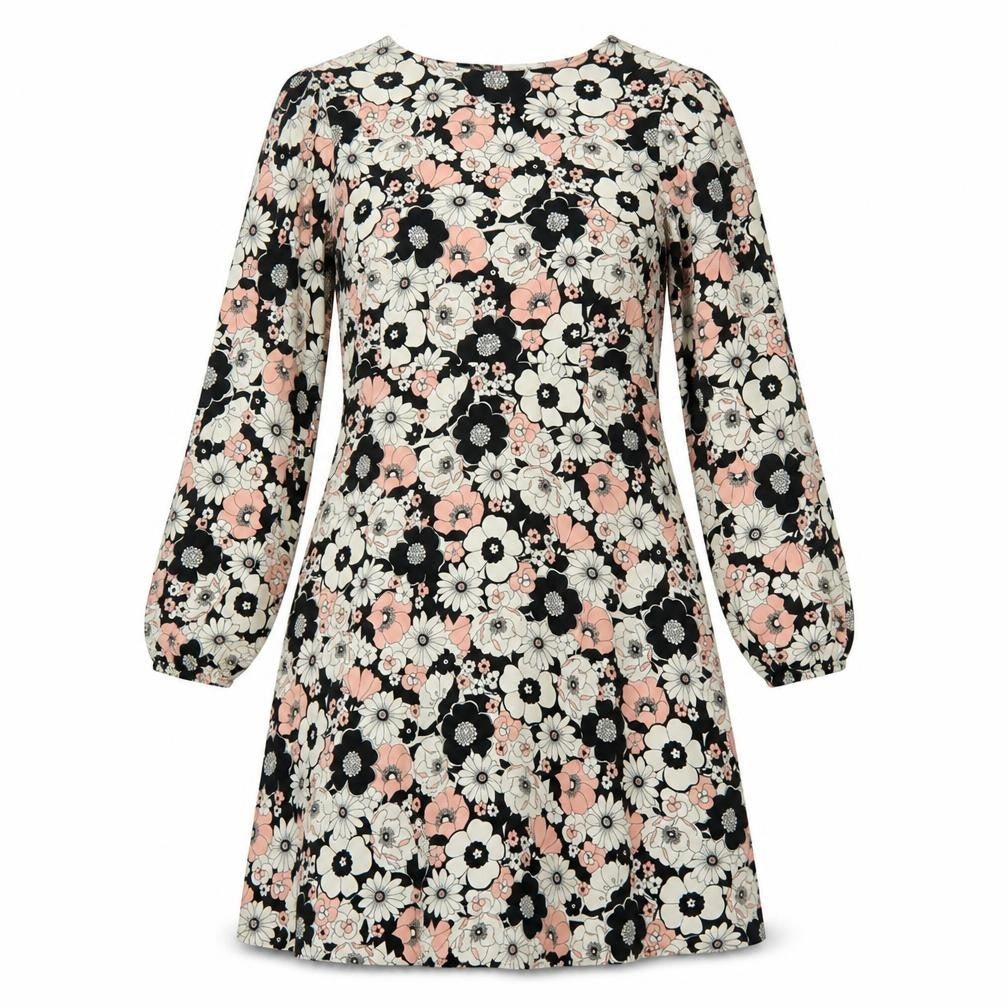 Papaya Womens Multicoloured Floral Polyester Fit & Flare Size 14 Round Neck Zip