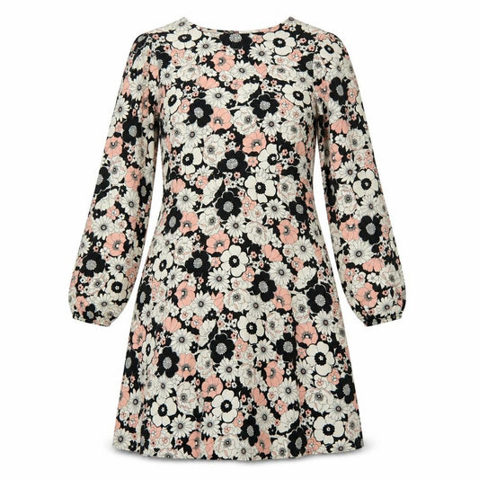 Front view of Papaya women’s multicoloured floral polyester fit & flare, size UK 14, round neck zip