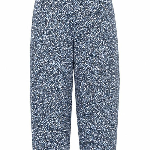 Marks and Spencer Womens Blue Floral Polyester Trousers Size S L29 in Regular Zip