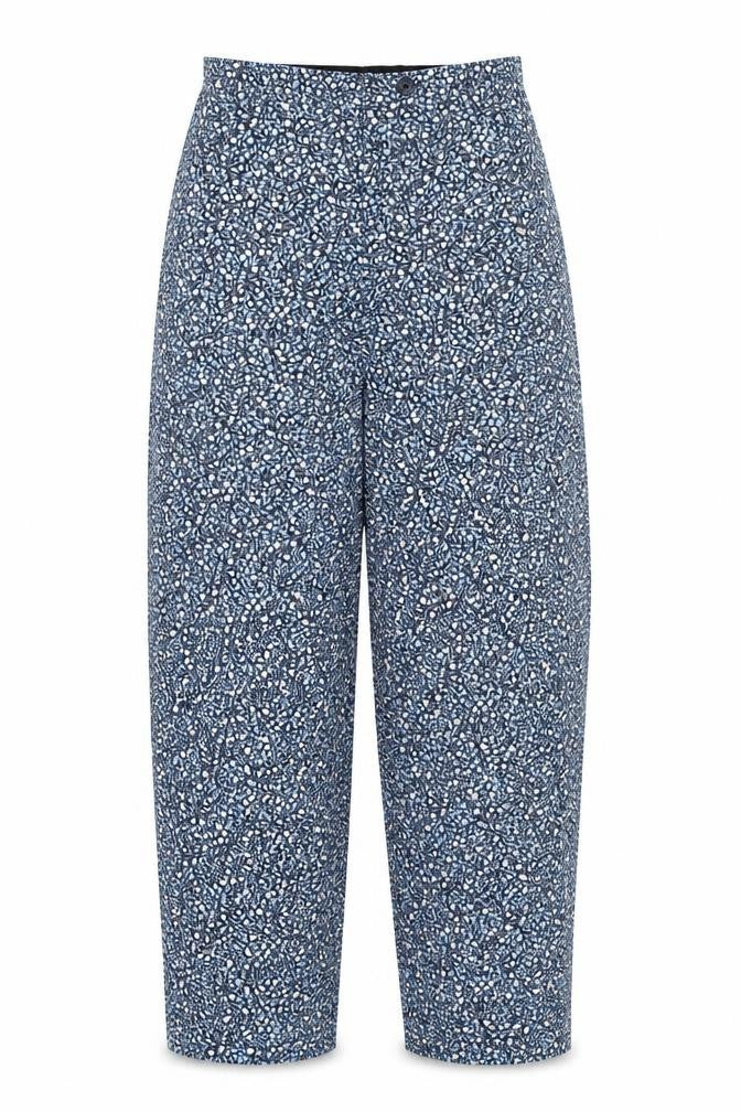 Marks and Spencer Womens Blue Floral Polyester Trousers Size S L29 in Regular Zip
