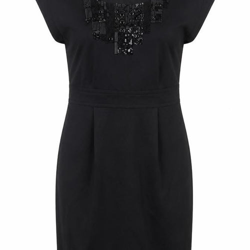 Marks and Spencer Womens Black Polyester Pencil Dress Size 8 Round Neck Zip