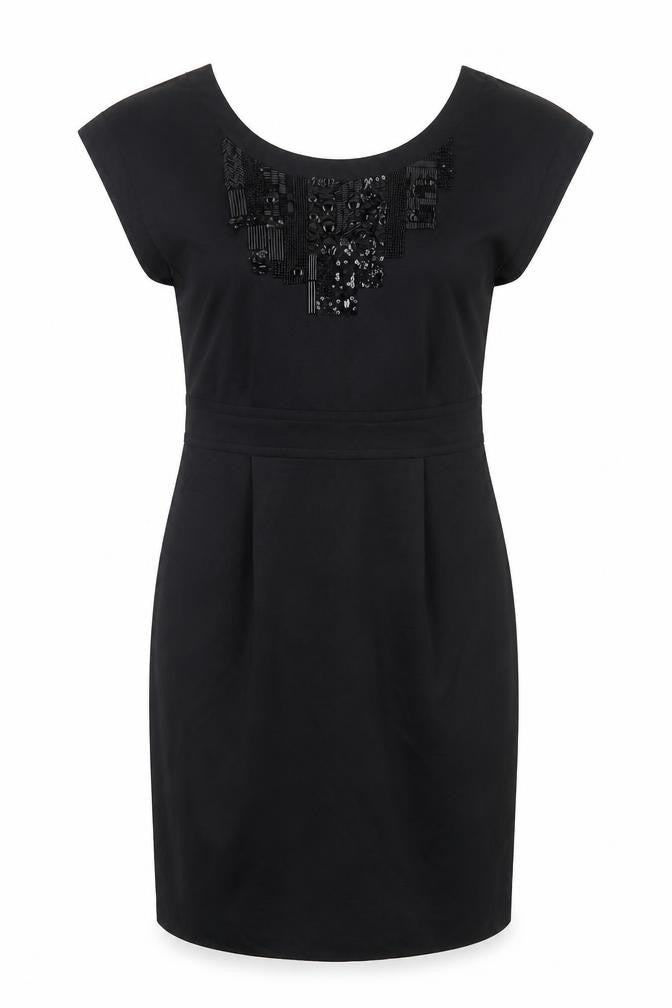 Marks and Spencer Womens Black Polyester Pencil Dress Size 8 Round Neck Zip