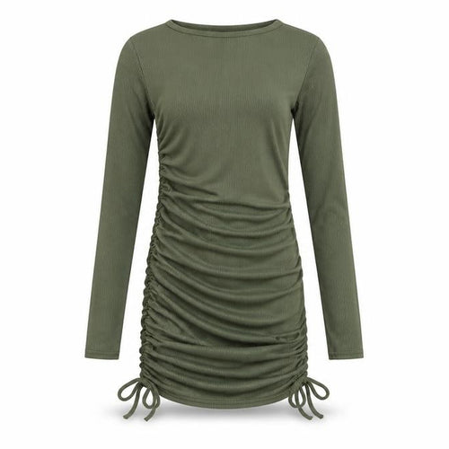 Edge Street Womens Green Polyester Bodycon Size 6 Crew Neck Tie - Ribbed