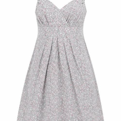Yards Womens Grey Floral Patent Leather Tank Dress Size M V-Neck Pullover