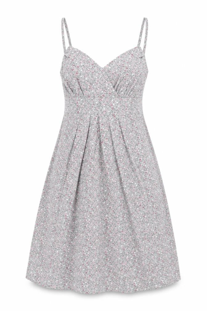 Yards Womens Grey Floral Patent Leather Tank Dress Size M V-Neck Pullover