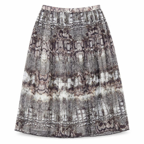 ASOS Womens Brown Animal Print Polyester Pleated Skirt Size 10 Zip - Snake Skin Print