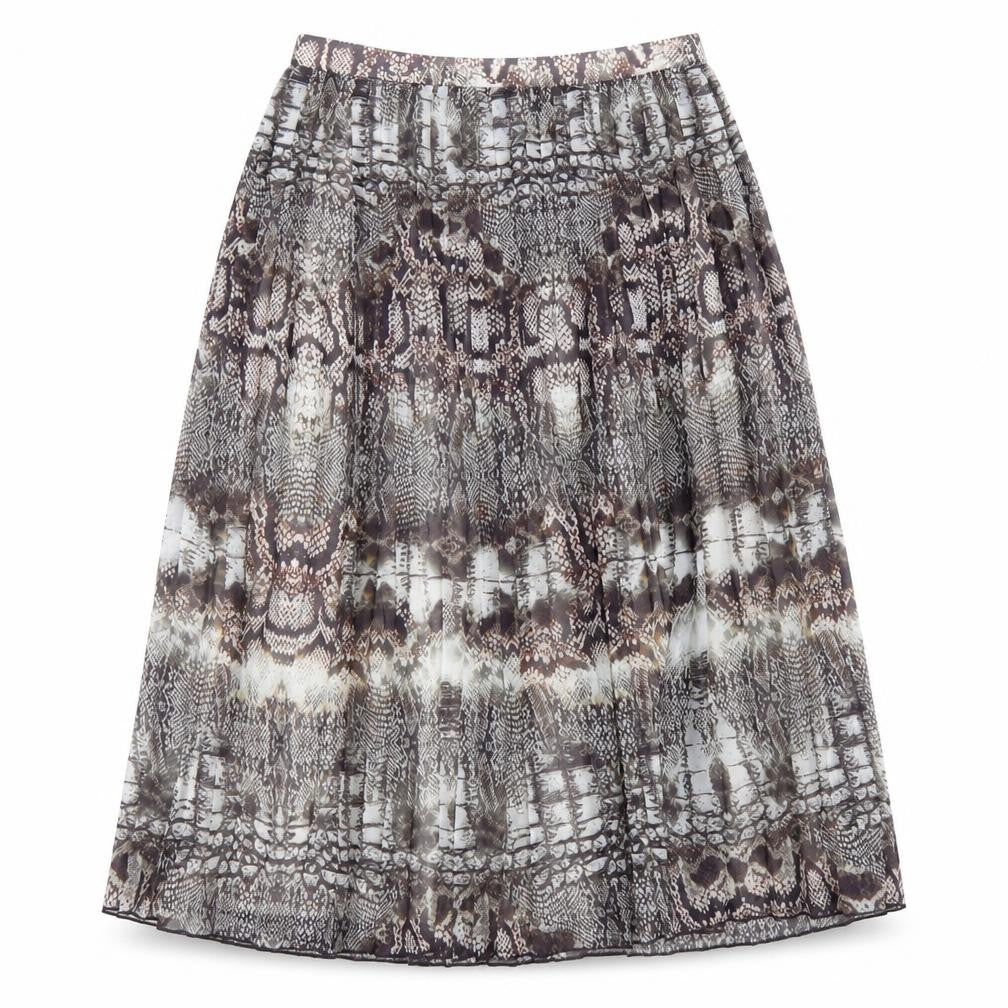 ASOS Womens Brown Animal Print Polyester Pleated Skirt Size 10 Zip - Snake Skin Print
