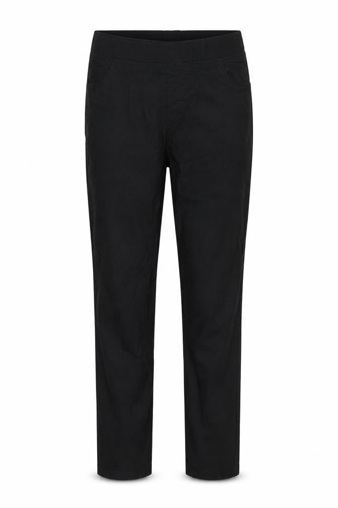 Front view of HEAS women’s black polyester trousers, size L, 28-inch leg regular drawstring