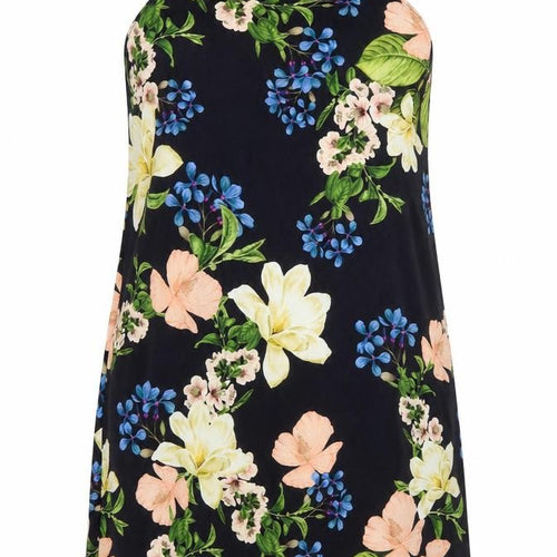 Boohooo Womens Black Floral Polyester Tank Dress Size 10 Square Neck Pullover