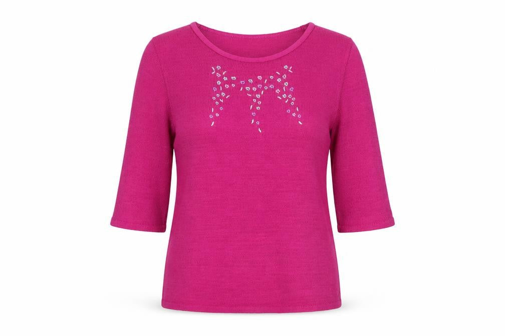 Front view of George women’s purple round neck acrylic jumper, size UK 12
