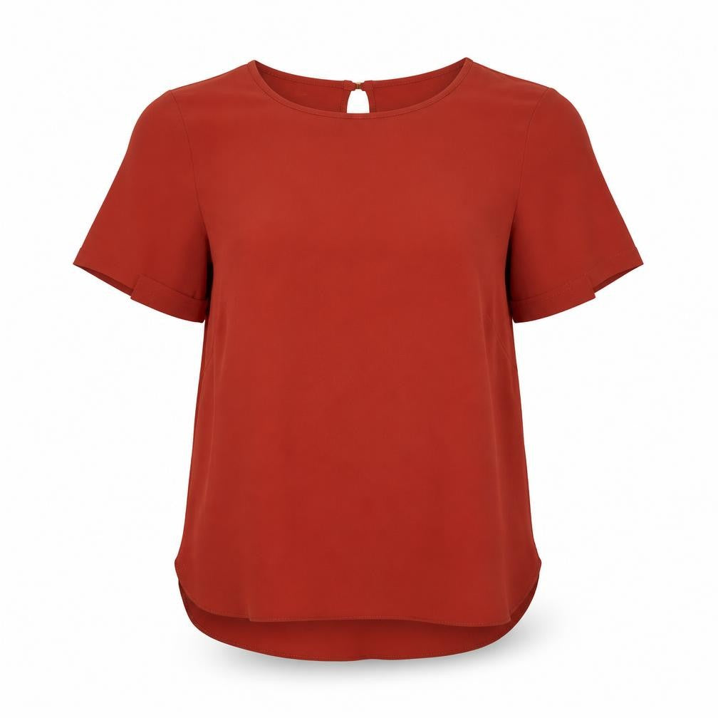 Atmosphere Womens Red Polyester Basic Blouse Size 10 Round Neck