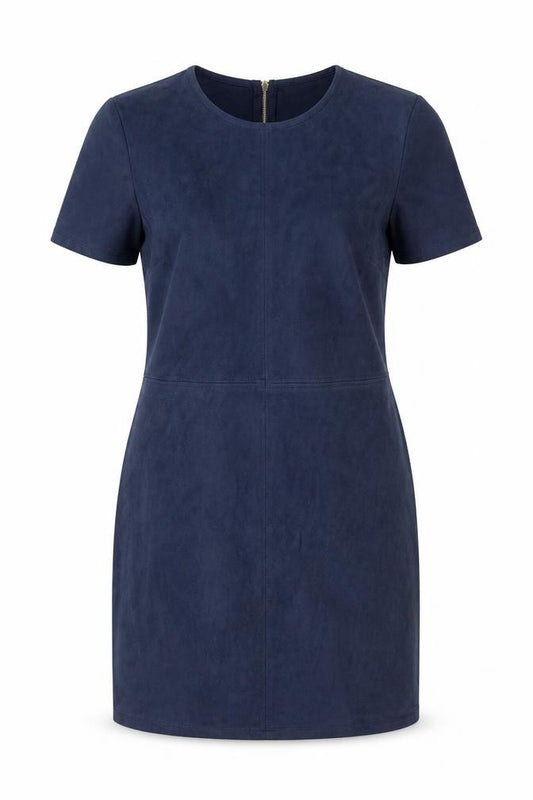 Front view of Atmosphere women’s blue polyester a-line, size UK 10, round neck zip