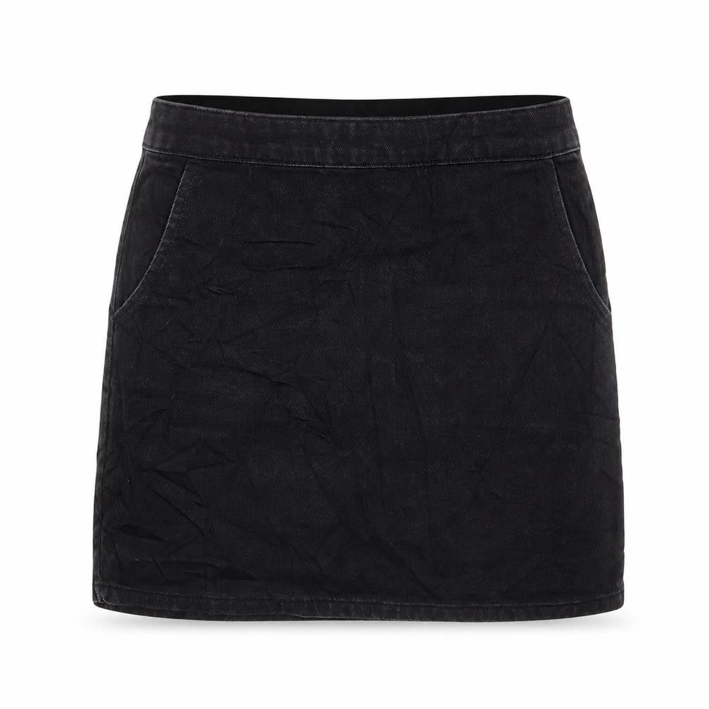 Topshop Womens Black Cotton Mini Skirt Size 25 in Zip
