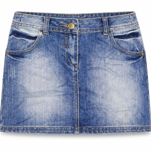 Indigo Girls Blue Cotton Mini Skirt Size 10-11 Years Regular Zip
