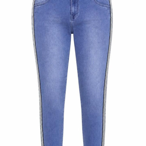 Focus Womens Blue Striped Cotton Skinny Jeans Size 34 in L25.5 in Regular Zip