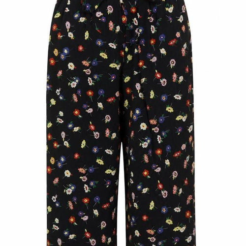 Zara Womens Black Floral Polyester Bloomer Trousers Size S L24.5 in Regular Tie