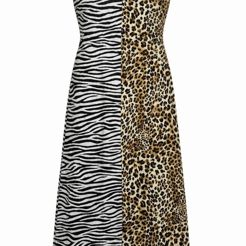 Boohoo Womens Black Animal Print Polyester Maxi Size 6 V-Neck Zip