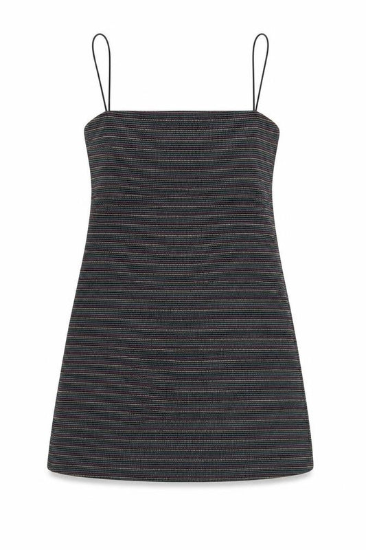 Front view of Pins & Needles women’s multicoloured striped polyester mini, size M, square neck pullover