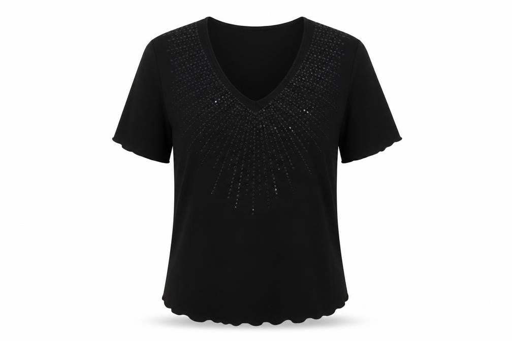 Sonic Womens Black Polyester Basic Blouse Size 12 Scoop Neck