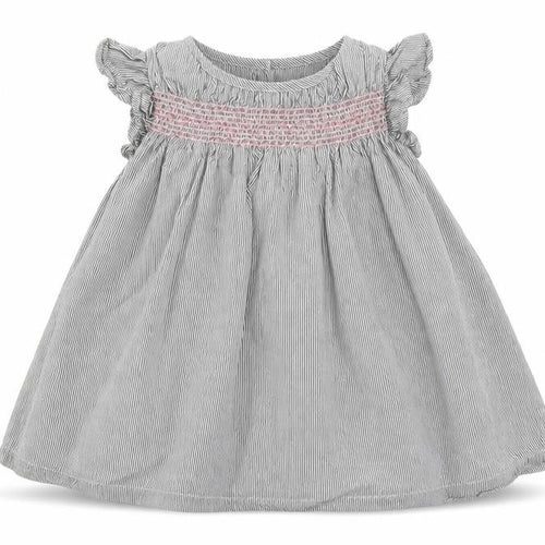 French Connection Girls Grey Striped Cotton A-Line Size 18 Months Round Neck Button