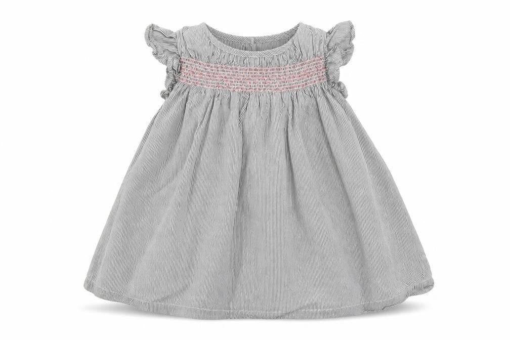 French Connection Girls Grey Striped Cotton A-Line Size 18 Months Round Neck Button