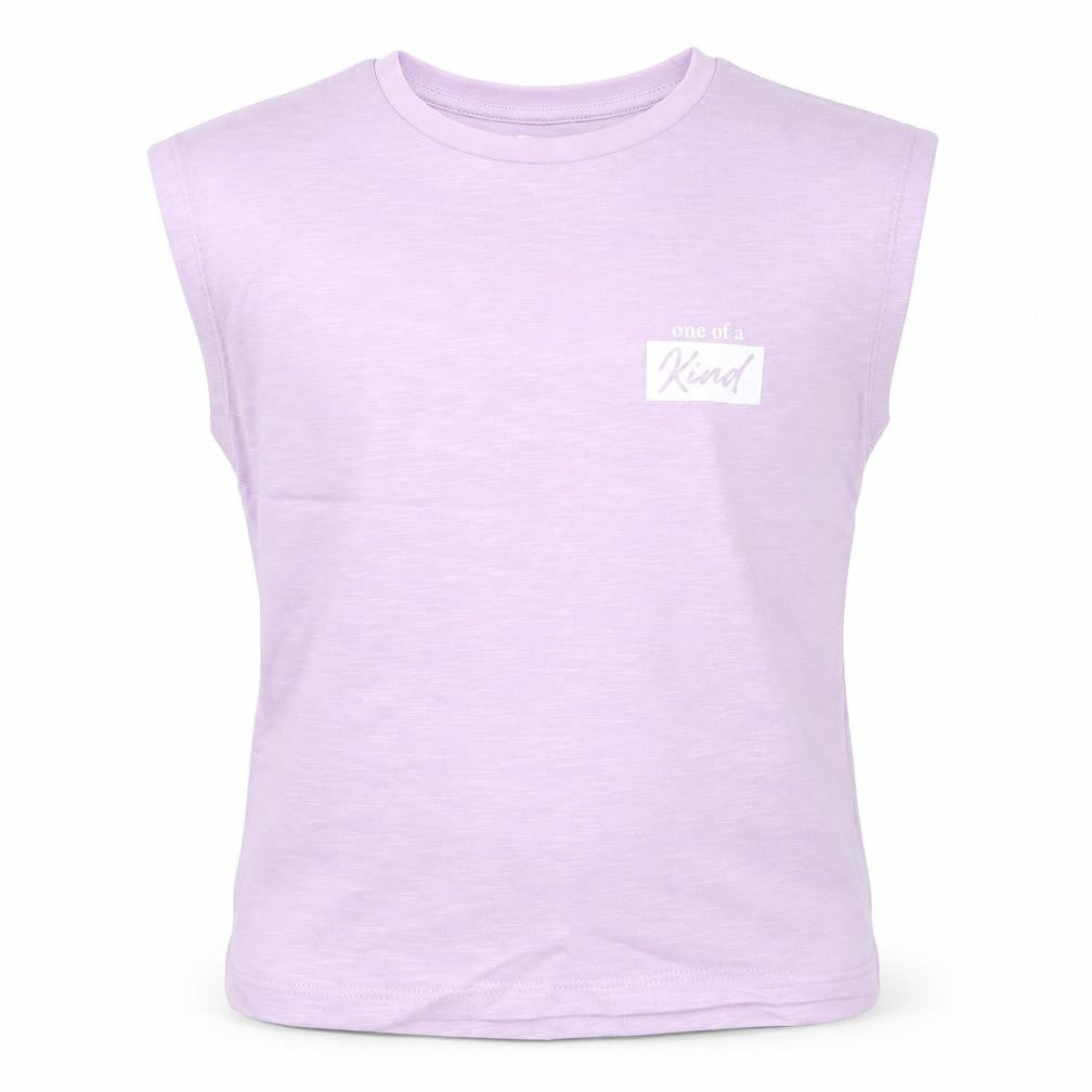 Marks and Spencer Girls Purple Cotton Basic Tank Size 7 Years Round Neck Pullover - One Of A Kind