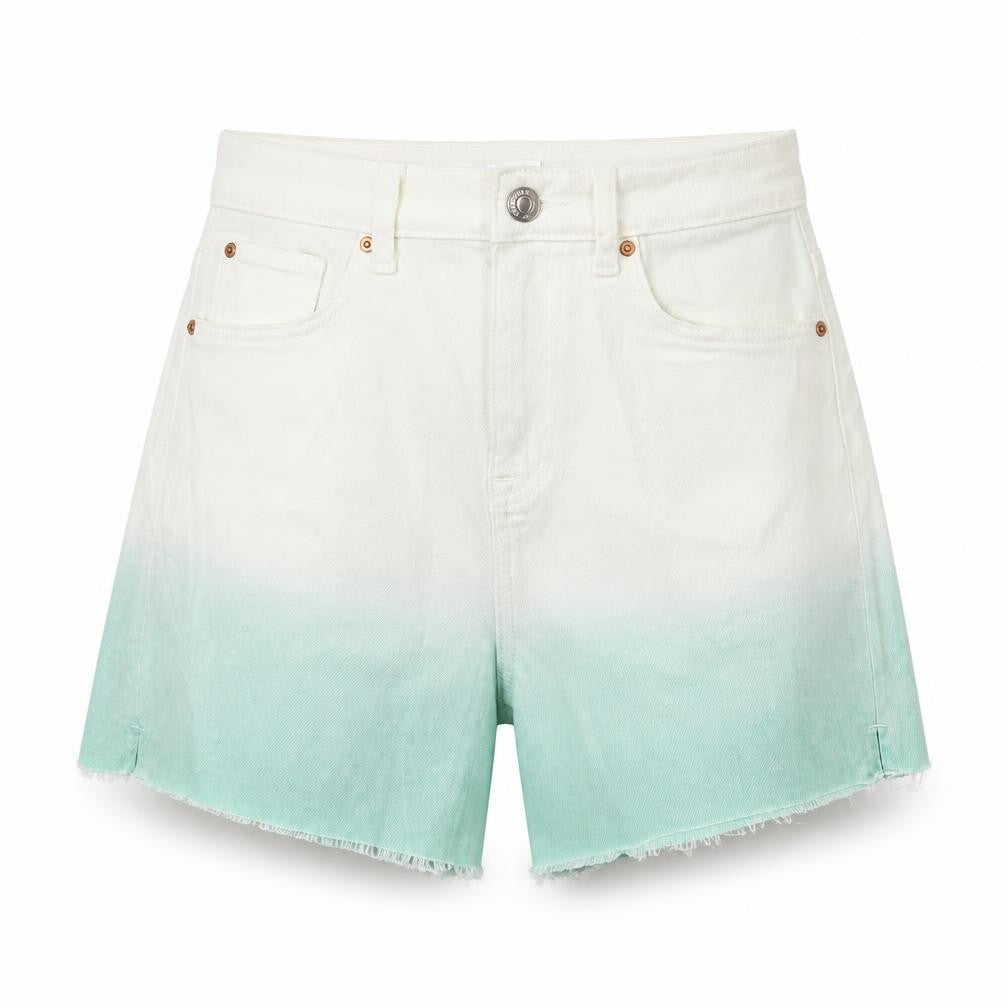 Marks and Spencer Womens Blue Cotton Hot Pants Shorts Size 6 L4 in Regular Button