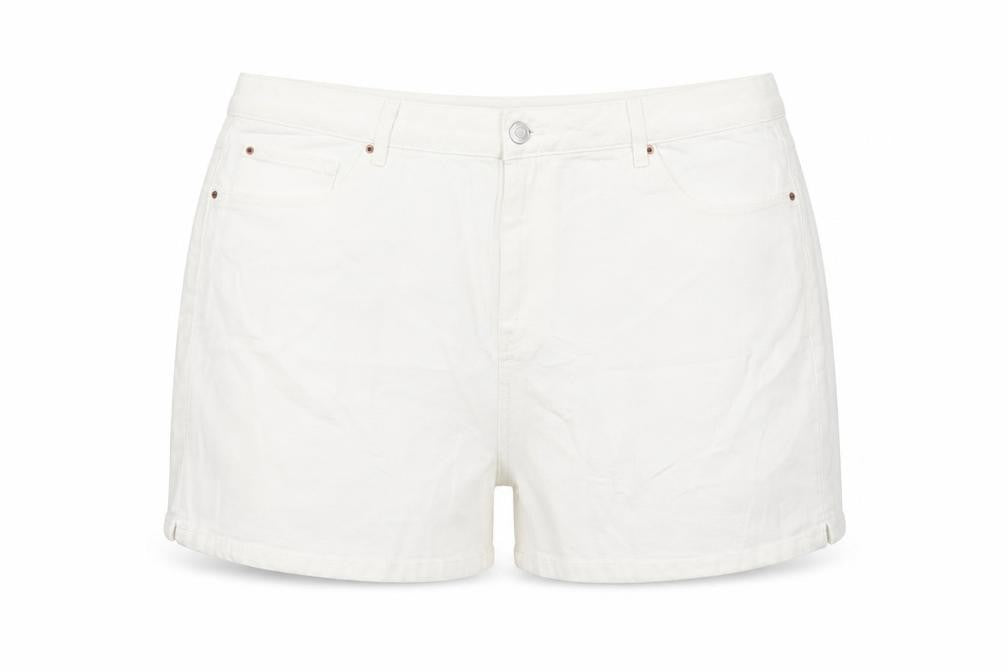 Marks and Spencer Womens White Cotton Mom Shorts Size 22 L3 in Regular Button