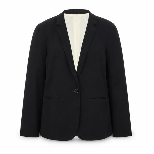 Front view of New Look women’s black jacket blazer, size UK 10, button