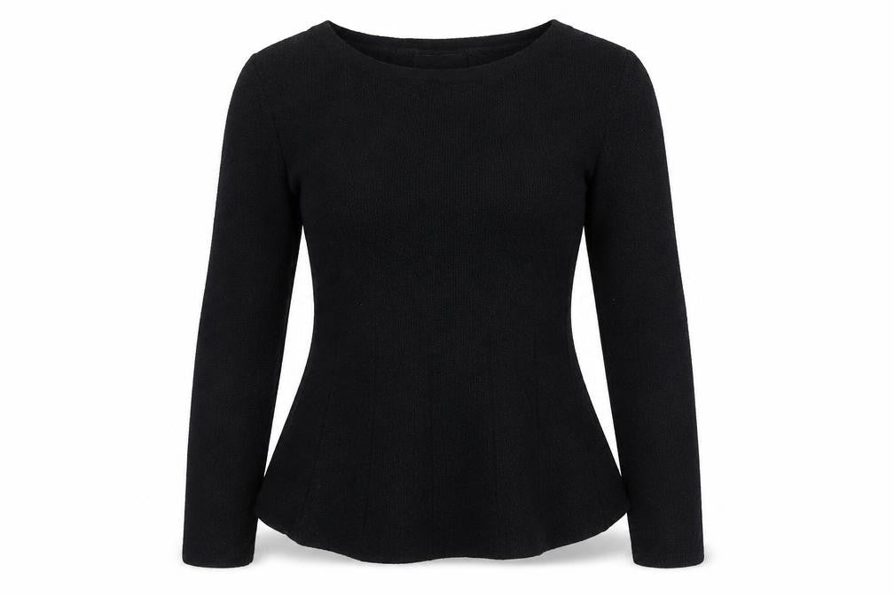 Front view of Next women’s black boat neck cotton jumper, size UK 6