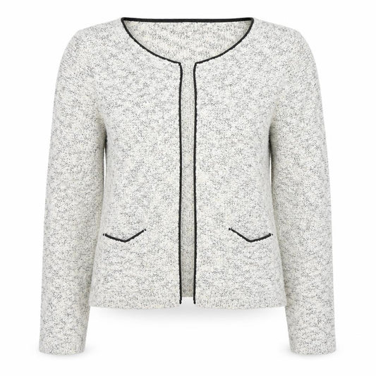 Front view of South women’s grey round neck viscose cardigan jumper, size UK 12