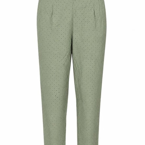 Marks and Spencer Womens Green Geometric Viscose Trousers Size 10 L28 in Regular