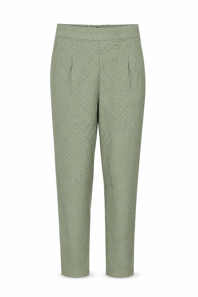 Marks and Spencer Womens Green Geometric Viscose Trousers Size 10 L28 in Regular