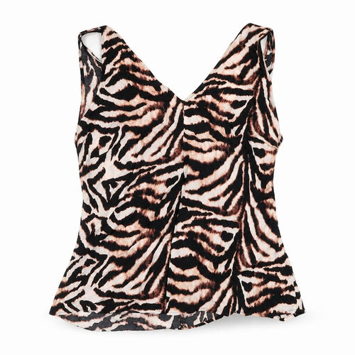 Marks and Spencer Womens Multicoloured Animal Print Viscose Basic Blouse Size 18 V-Neck - Zebra Print