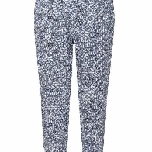 Marks and Spencer Womens Blue Geometric Viscose Capri Trousers Size 8 L28 in Regular