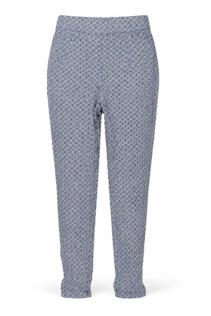 Marks and Spencer Womens Blue Geometric Viscose Capri Trousers Size 8 L28 in Regular